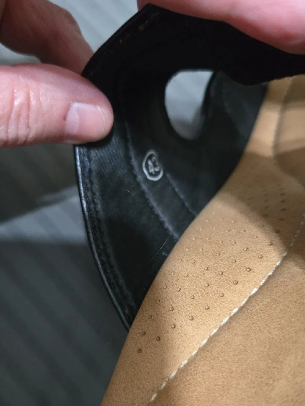 Black Double-Strap Slide Sandals with Cushioned Tan Footbed